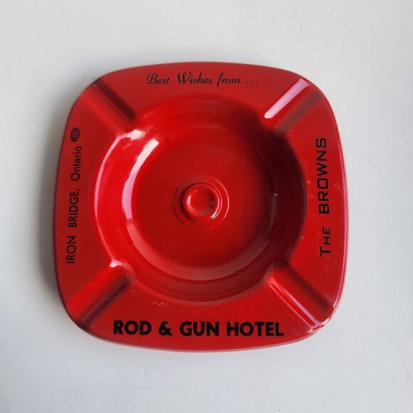 Vintage Iron Bridge Ontario Rod & Gun Hotel Ashtray The Browns Advertising... - Picture 1 of 6